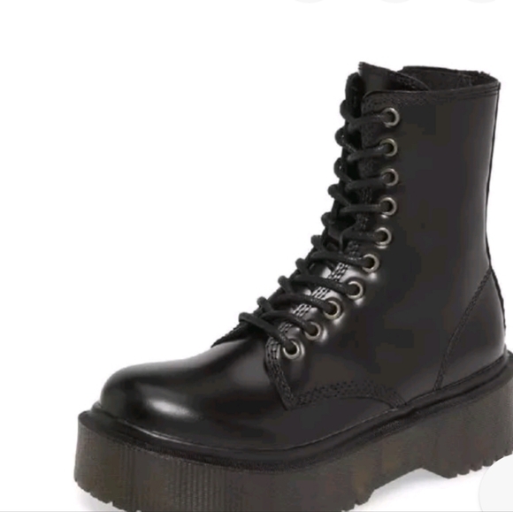 Jeffrey Campbell Sopas Lugged Platform Combat Boots Black Leather Size 6.5 - Picture 2 of 10